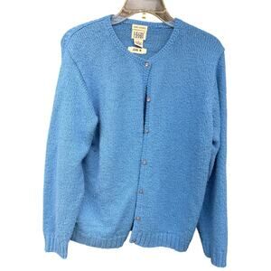 80s Leon Levin Blue Cardigan Medium Sweater Soft Cozy Winter Holidays Grandma